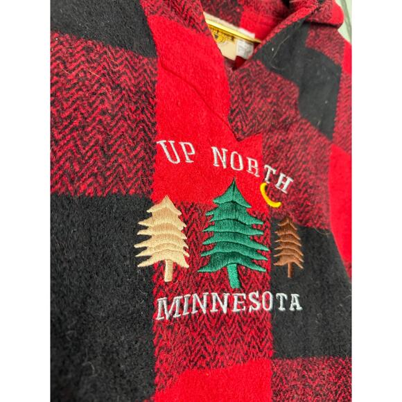 Vintage Earth Ragz Buffalo Plaid Hoodie Pullover Up North Minnesota Medium Y2K - Picture 3 of 5